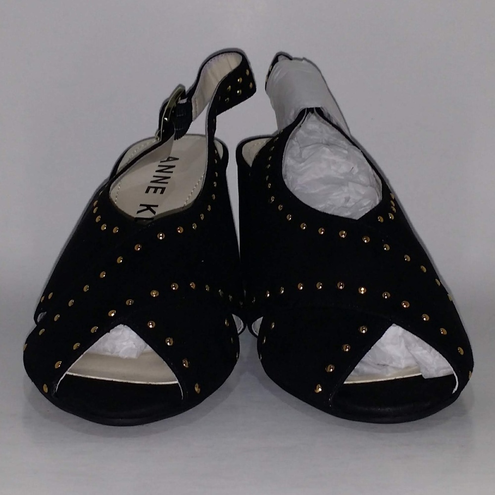 Anne Klein Black Suede Criss-Cross Slip-On Shoes